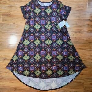 LuLaRoe M Carly High Low Dress - Multicolor Geometric Pattern